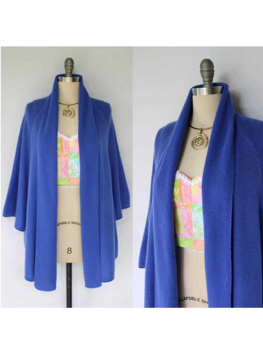 Lilly Pulitzer dress cardigan poncho wrap cashmere Marette Seabrook Celine blue
